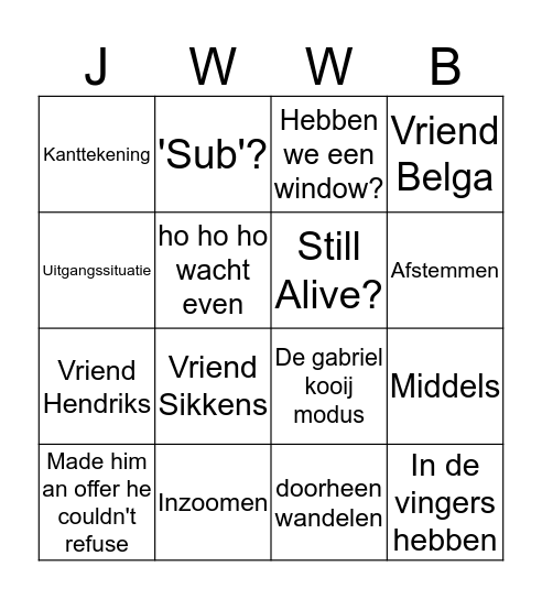 De Jan Willem Weggemans Bingo Card