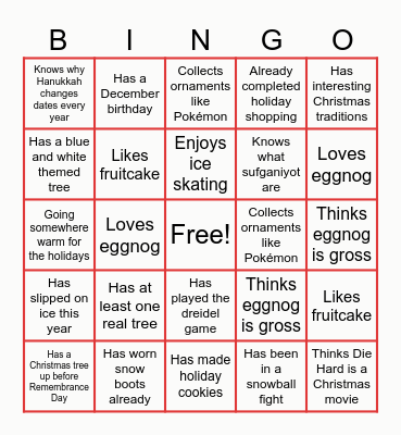 A very Bernardi Bingo Card