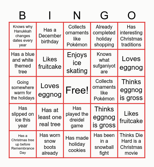 A very Bernardi Bingo Card