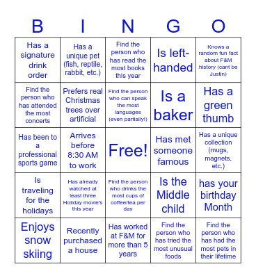 Advancement Bingo Card