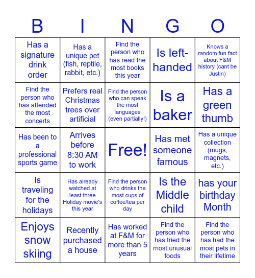 Advancement Bingo Card