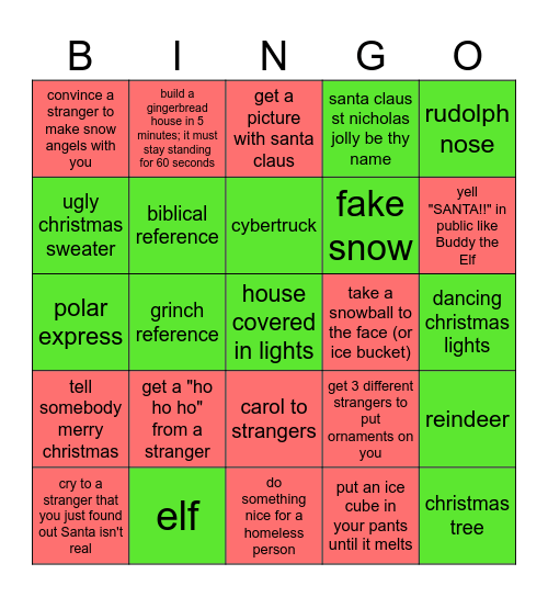 christmas lights bingo Card