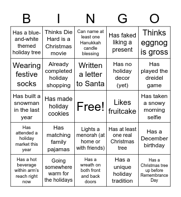 A very Bernardi Bingo Card