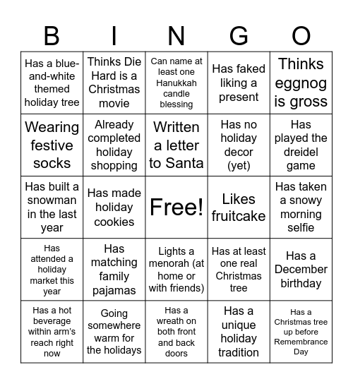 A very Bernardi Bingo Card