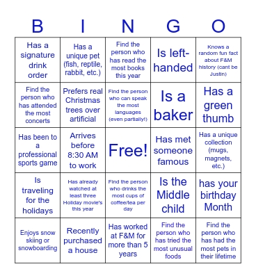 Advancement Bingo Card