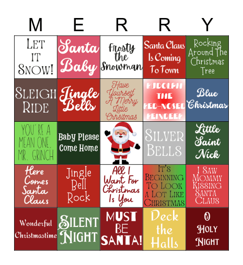 Christmas Musical Bingo Card