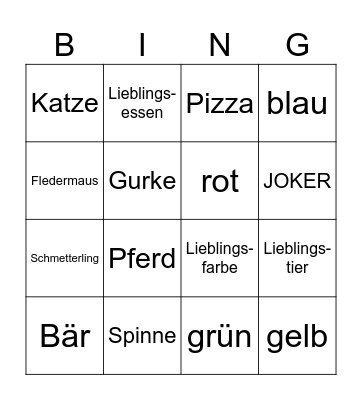 Bratwurst ist mein Lieblingstier Bingo Card
