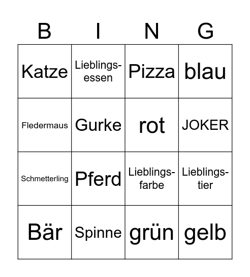 Bratwurst ist mein Lieblingstier Bingo Card