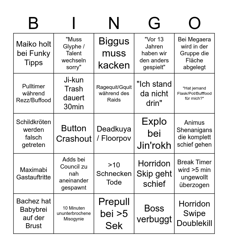 Release ID Bingo Card