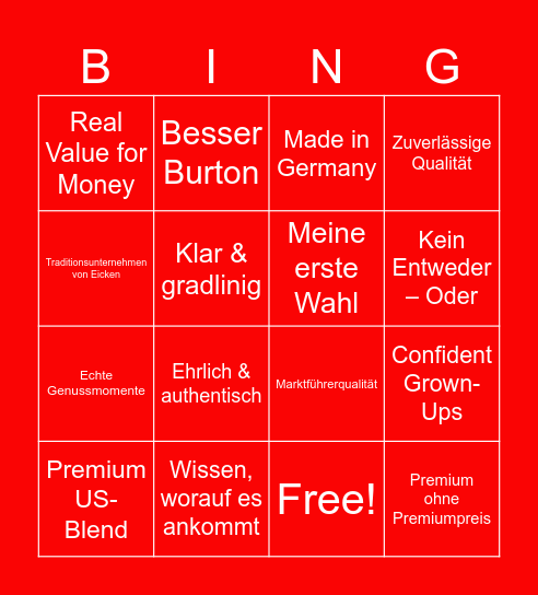 BURTON Bingo Card