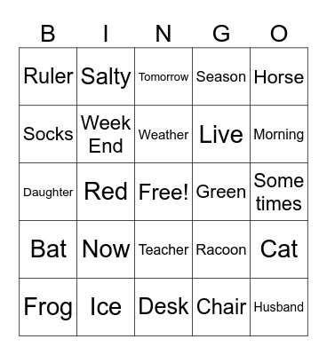 Sign Language Bingo Card