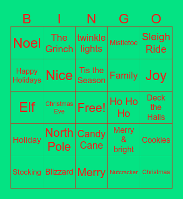 Holiday Bingo Card