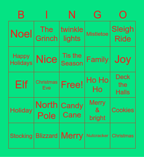 Holiday Bingo Card