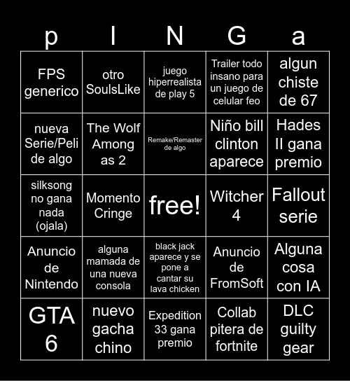 gais awar Bingo Card
