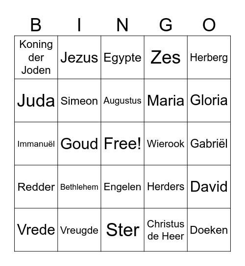Kerst Bingo Card