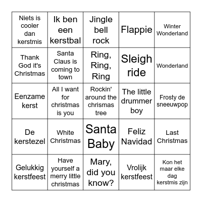 Kerstliedjes bingo Card