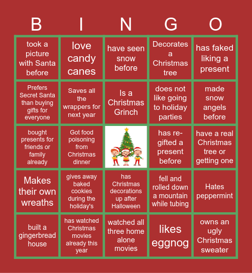 PLMS Holiday Bingo Card