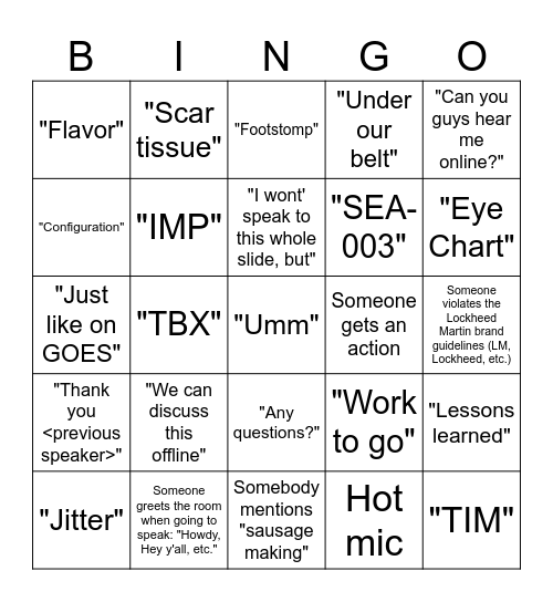 GeoXO PDR Bingo Card
