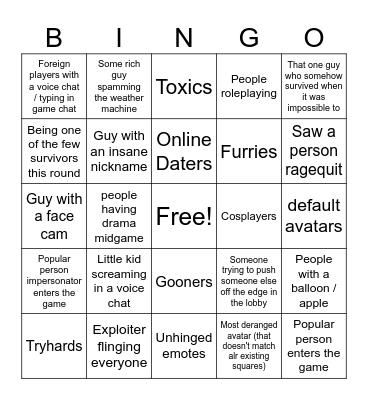 Average Natural Disaster Experience Bingo Card