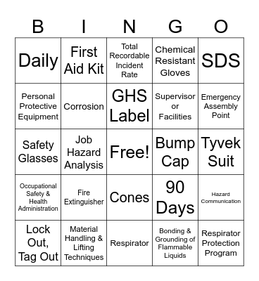 EHS Trivia Bingo Card