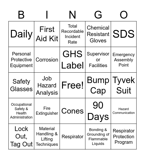 EHS Trivia Bingo Card