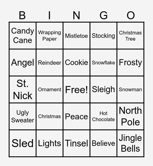 Coulter Christmas BINGO Card