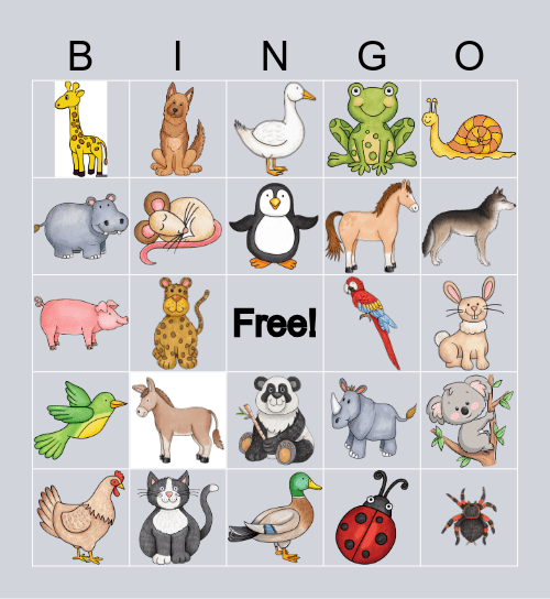 Tiere Bingo Card