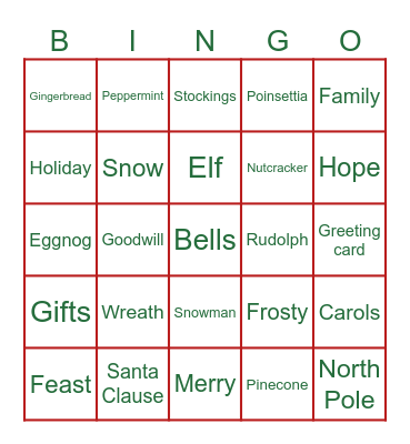 Christmas Bingo Fun! Bingo Card