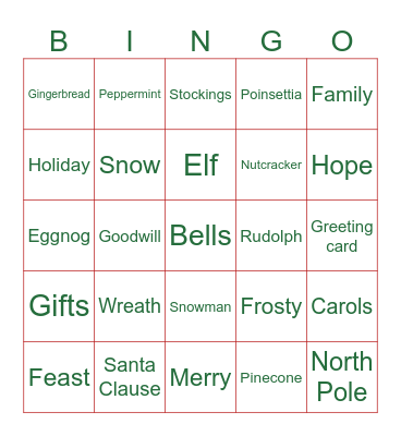 Christmas Bingo Fun Bingo Card