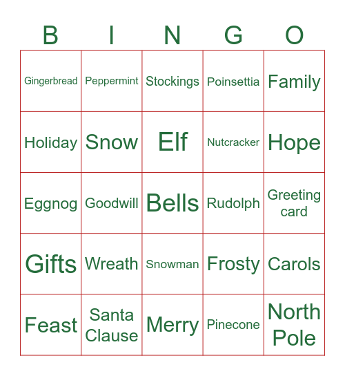 Christmas Bingo Fun Bingo Card