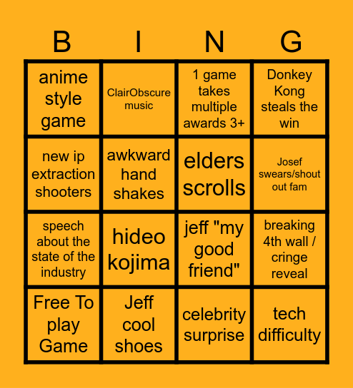 GW Bingo Card