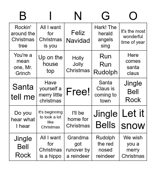 Christmas Bingo Card