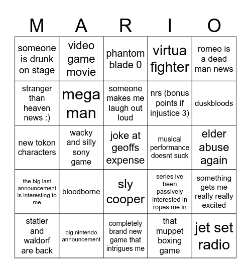 marshalls game awards wishlist Bingo Card