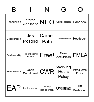 Employee Engagement Team Holiday Fun Bingo Card