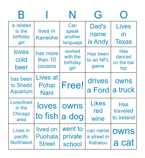 Happy Birthday Blackout BINGO Card