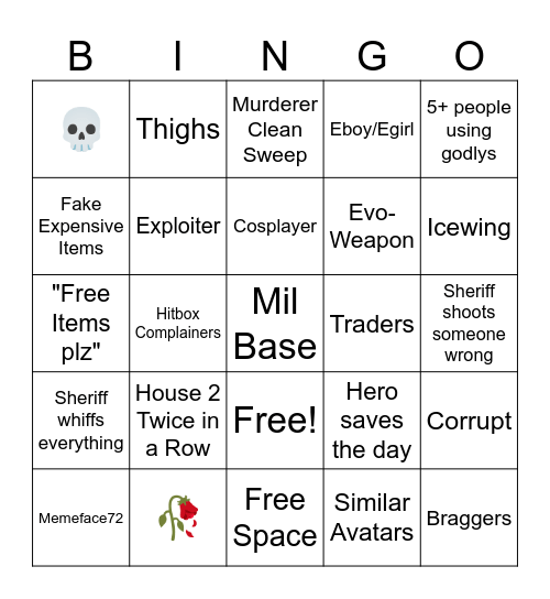 MM2 B-B-B-B-BINGOOOO Bingo Card