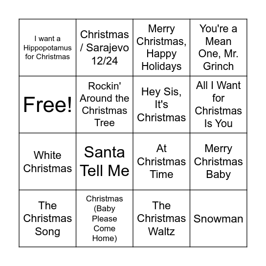 StewardOps Holiday Shenanigans Music Bingo Card