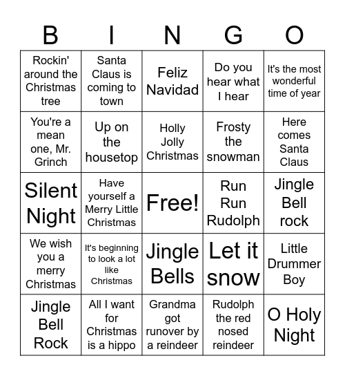 Christmas Bingo Card