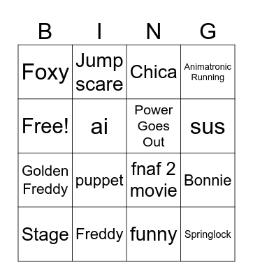 Memes that made fnaf famous Bingo Card