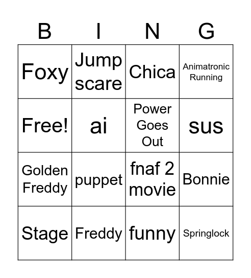 Memes that made fnaf famous Bingo Card
