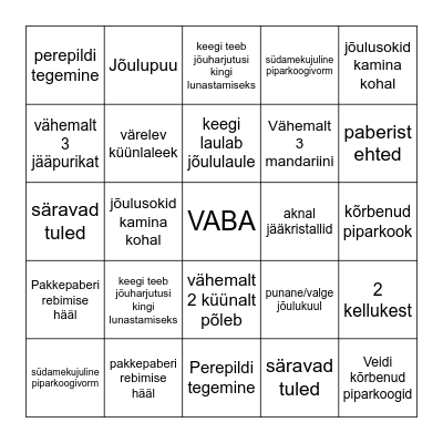 Jõulubingo 1 Bingo Card