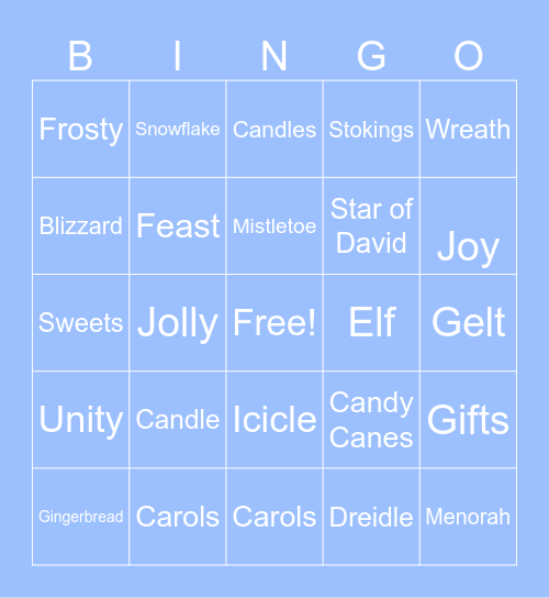 Holiday Bingo Card