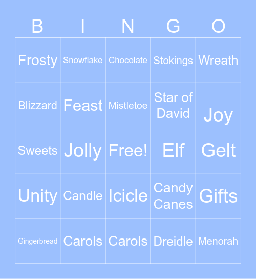 Holiday Bingo Card
