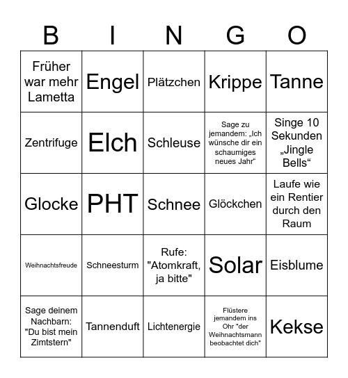 3 P Weihnachtsbingo Card