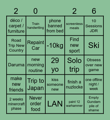 Objectives Bingo Card