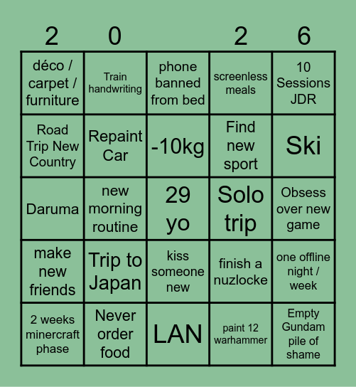 Objectives Bingo Card