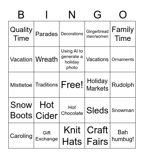 Holiday Bingo 2025 Bingo Card