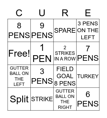 BOWLING FOR A CURE Bingo Card
