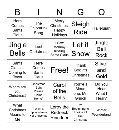 Christmas Bingo Card