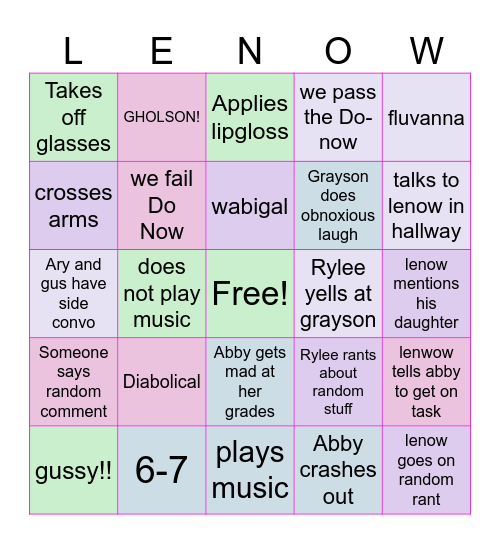 ✨🌸 Lenows BIngo 🌸 ✨ Bingo Card
